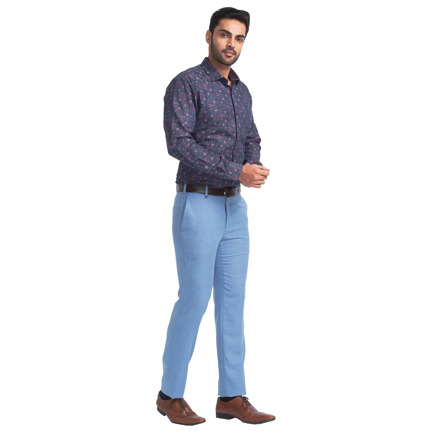 Men Contemporary Fit Blue Trouser