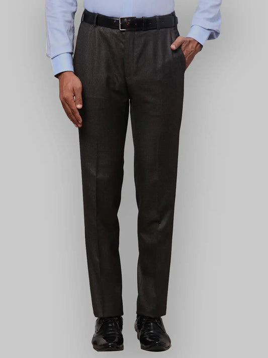 Men Blue Contemporary Fit Structure Polyester Blend   Trouser