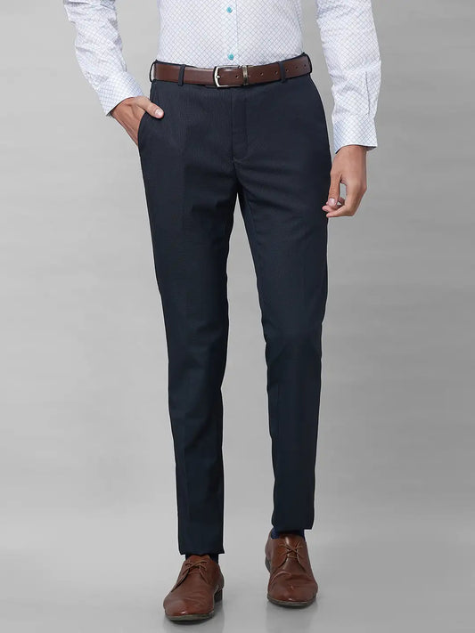 Raymond Men Grey Structure Slim Fit Polyester Blend Trousers