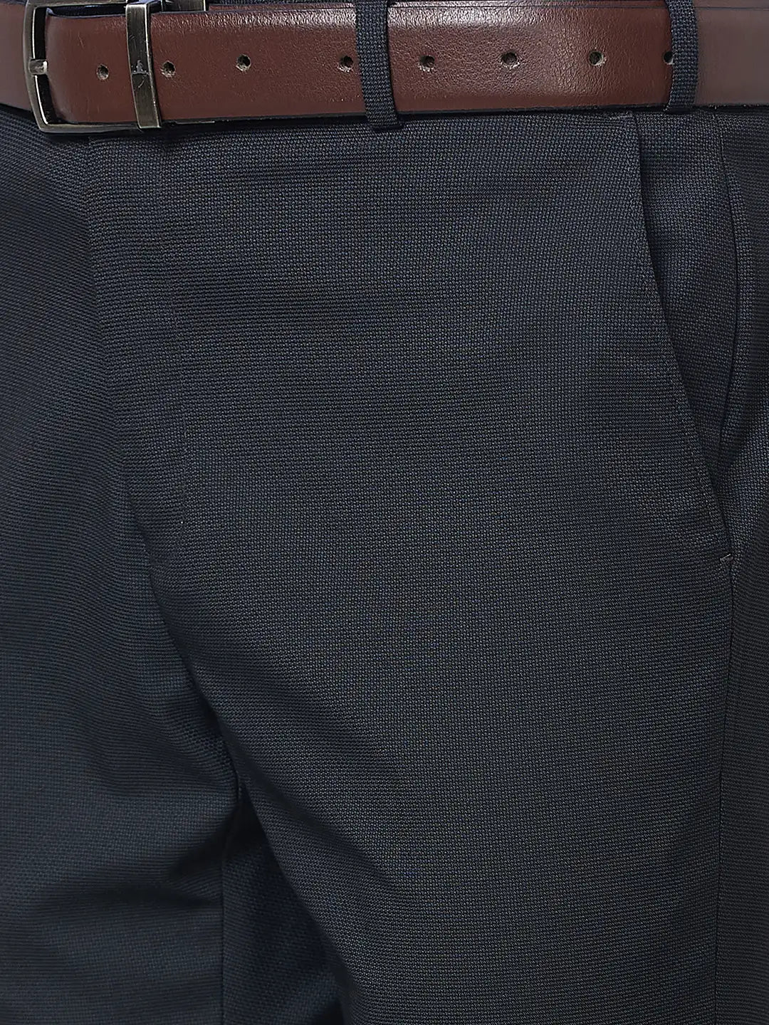 Raymond Men Grey Solid Slim Fit Polyester Blend Trousers