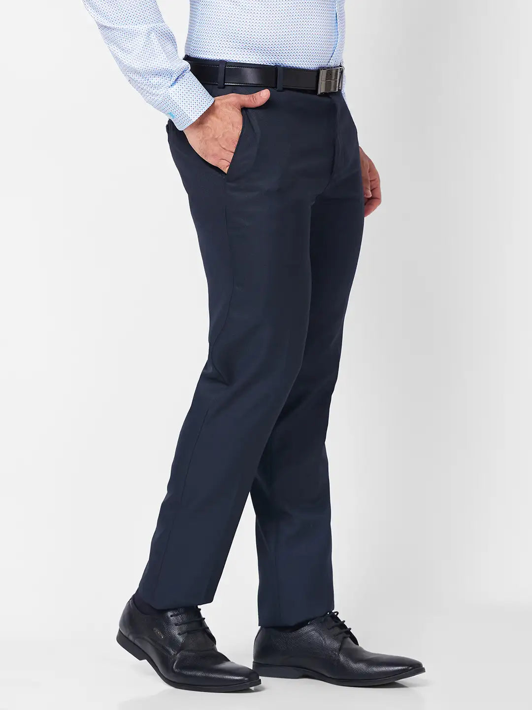 Raymond Men Blue Structure Slim Fit Polyester Blend Trouser