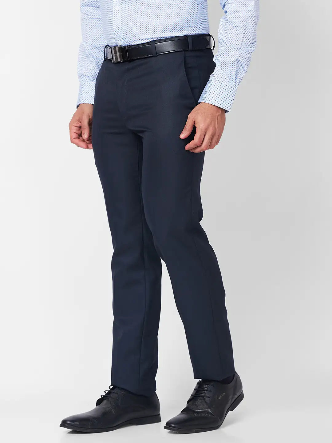 Raymond Men Blue Structure Slim Fit Polyester Blend Trouser