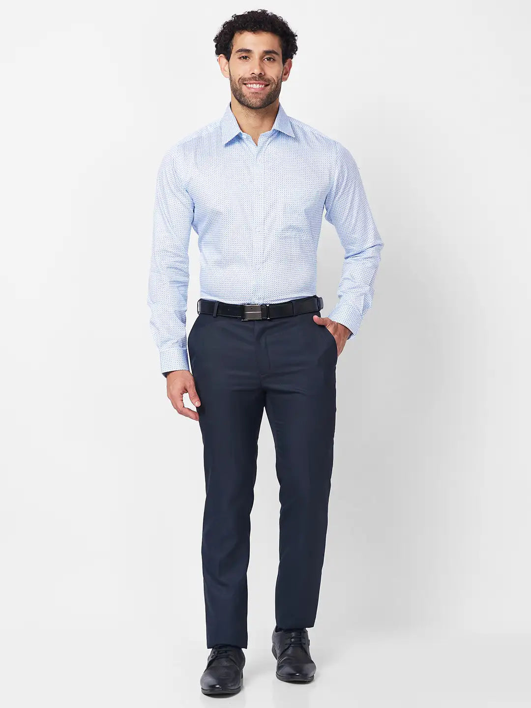 Raymond Men Blue Structure Slim Fit Polyester Blend Trouser