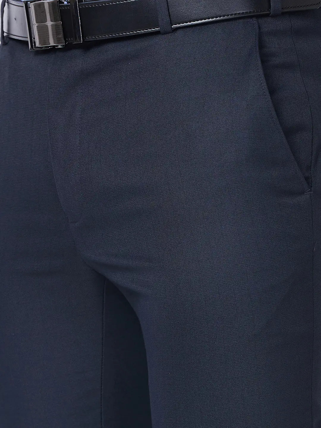 Raymond Men Blue Structure Slim Fit Polyester Blend Trouser