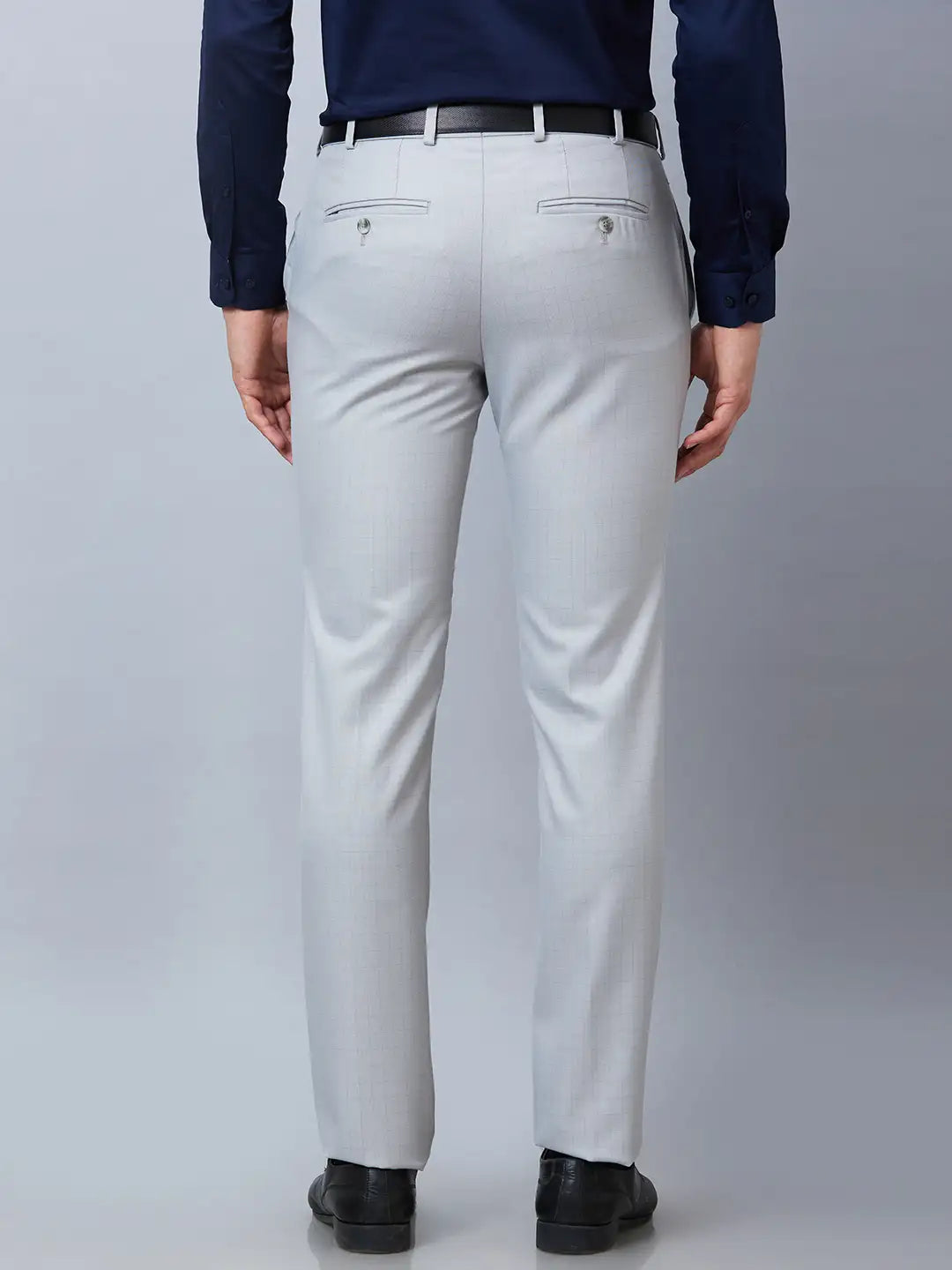 Raymond Men Fawn Structure Slim Fit Polyester Blend Trousers