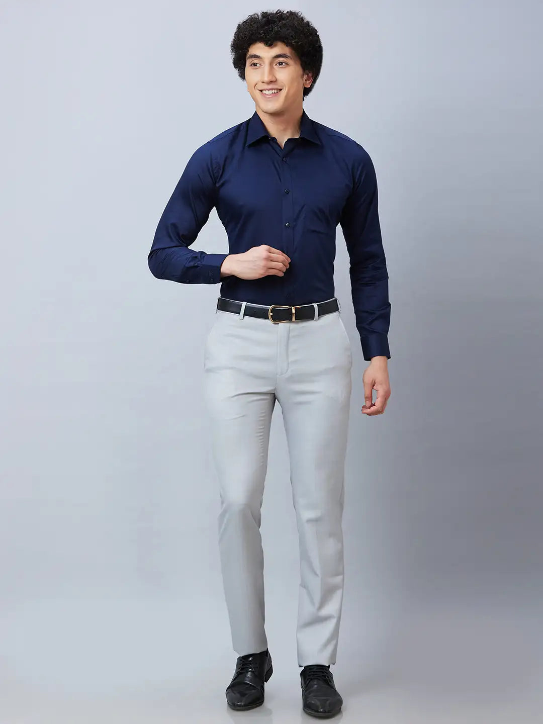 Raymond Men Fawn Structure Slim Fit Polyester Blend Trousers