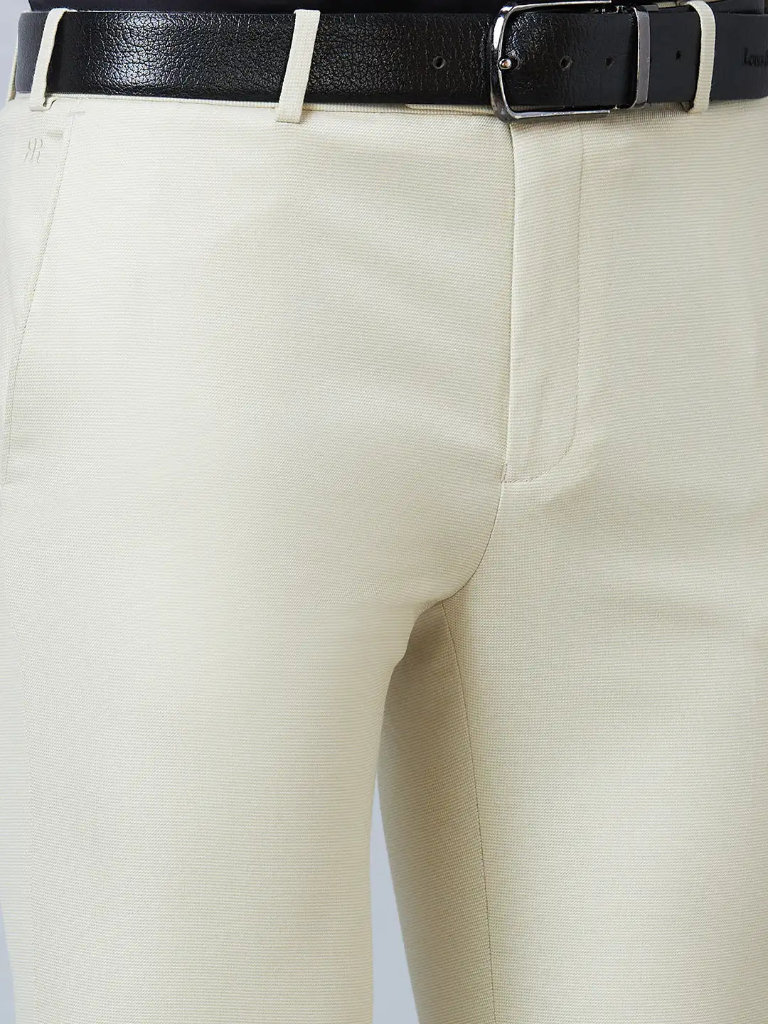 Raymond Men Fawn Structure Slim Fit Polyester Blend Trousers