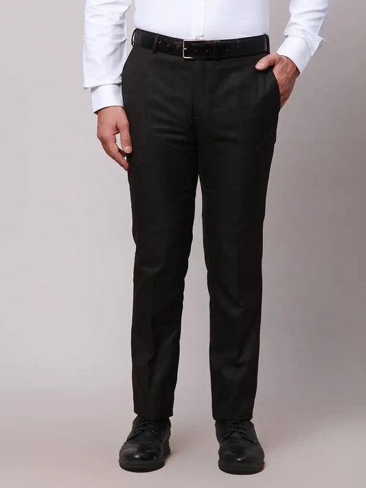 Raymond Men Brown Slim Fit Checks Polyester Trousers