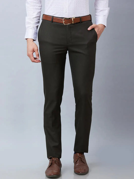 Raymond Men Blue Structure Slim Fit Polyester Blend Trousers