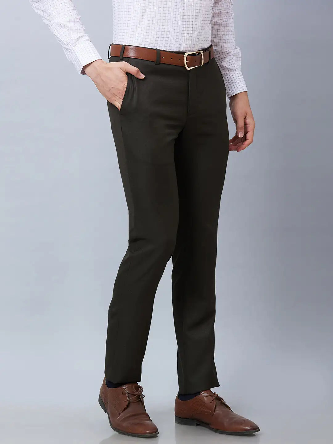 Raymond Men Blue Structure Slim Fit Polyester Blend Trousers