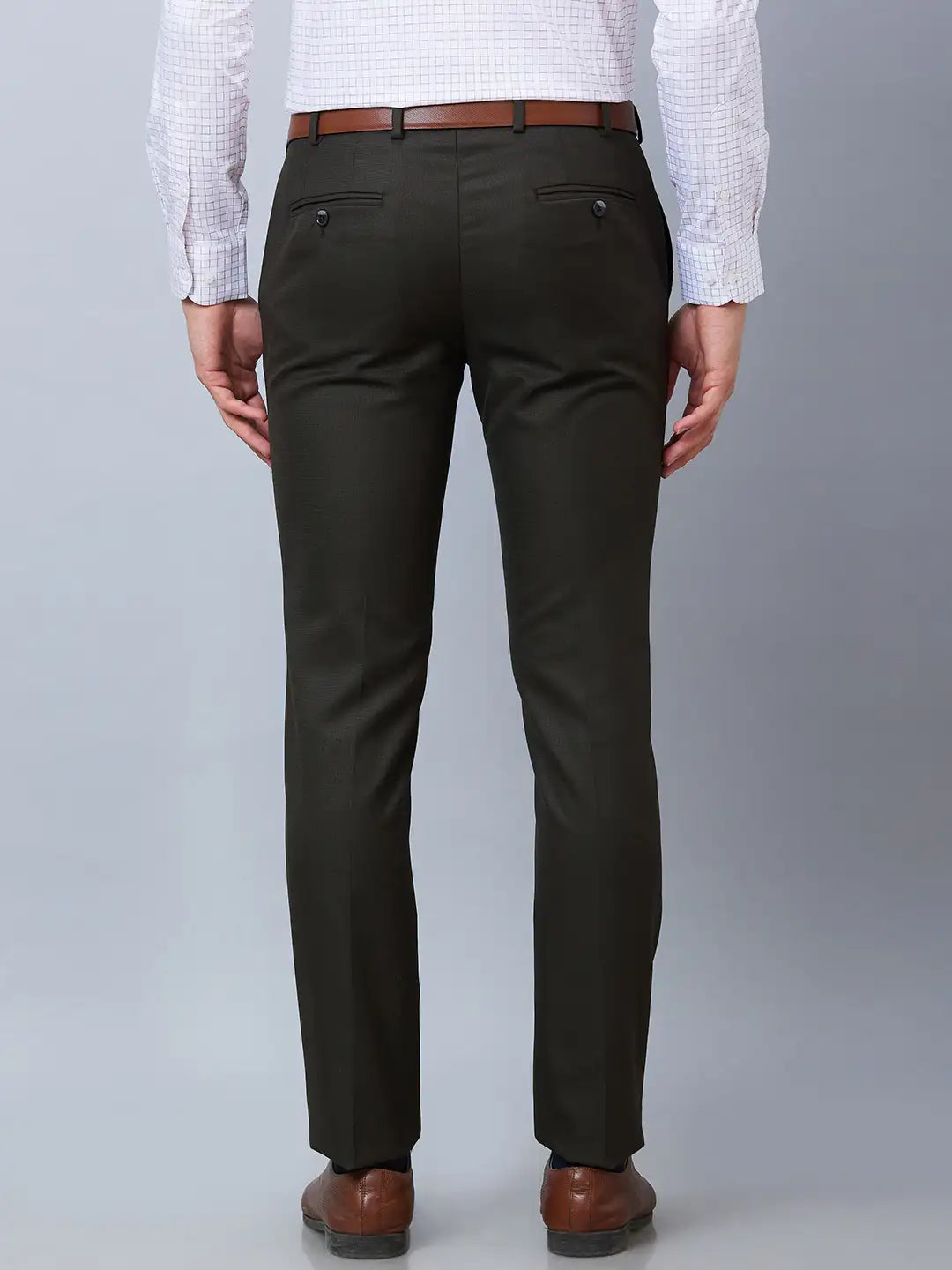Raymond Men Blue Structure Slim Fit Polyester Blend Trousers