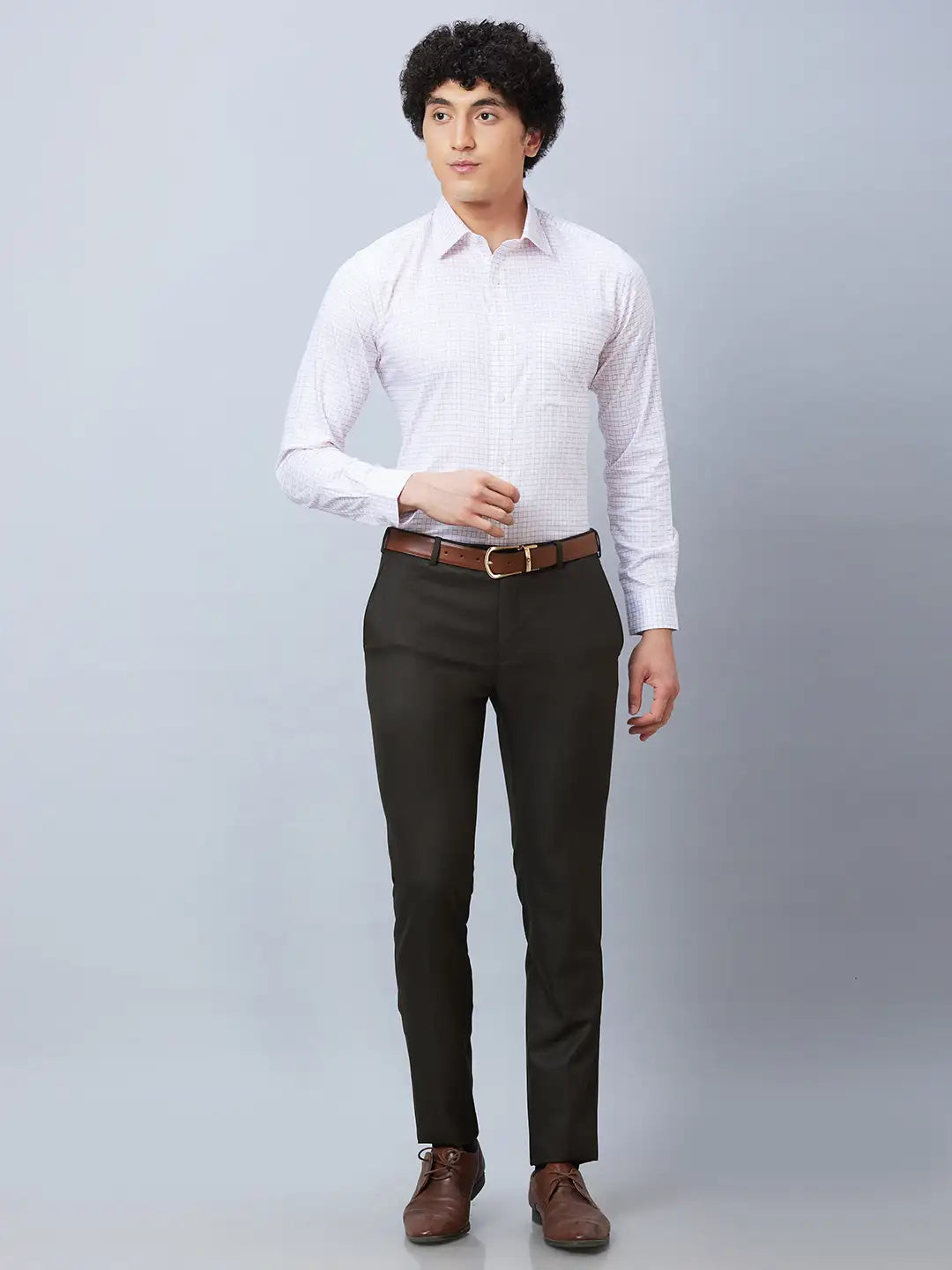 Raymond Men Blue Structure Slim Fit Polyester Blend Trousers