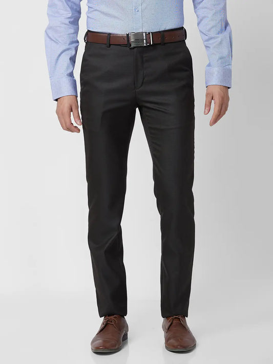 Raymond Men Brown Solid Slim Fit Polyester Blend Trouser