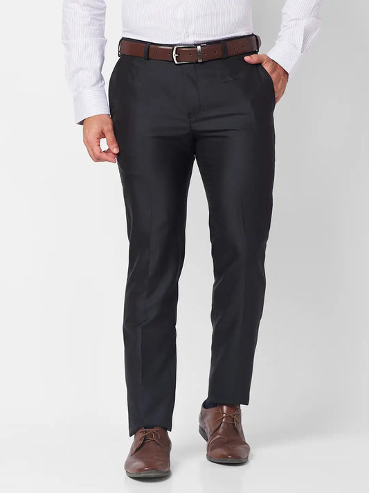 Raymond Men Blue Checks Slim Fit Polyester Blend Trouser