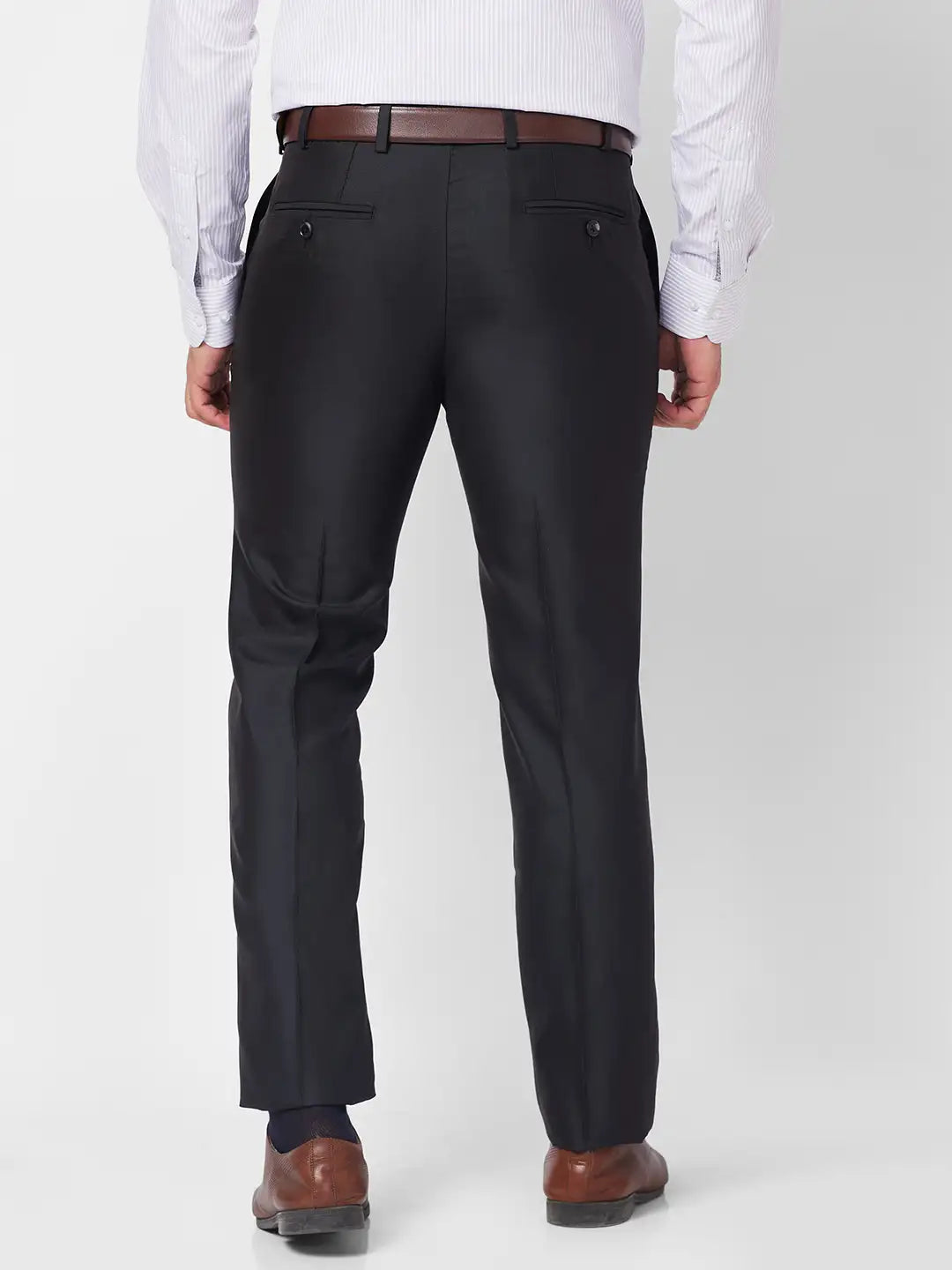 Raymond Men Blue Checks Slim Fit Polyester Blend Trouser
