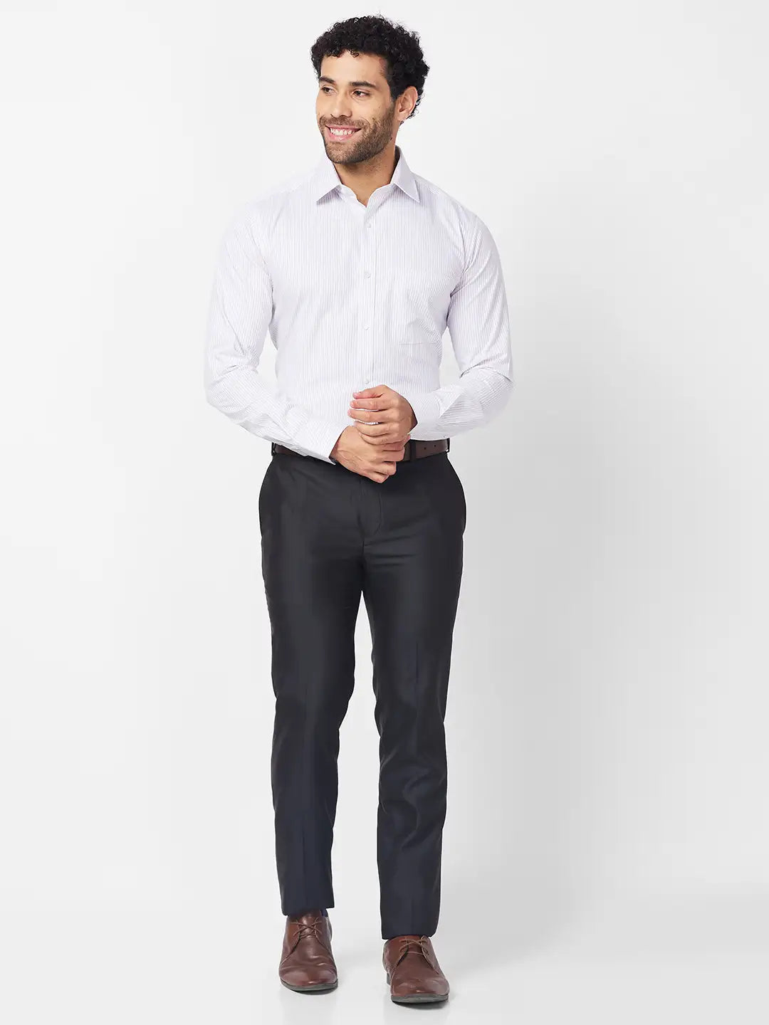 Raymond Men Blue Checks Slim Fit Polyester Blend Trouser