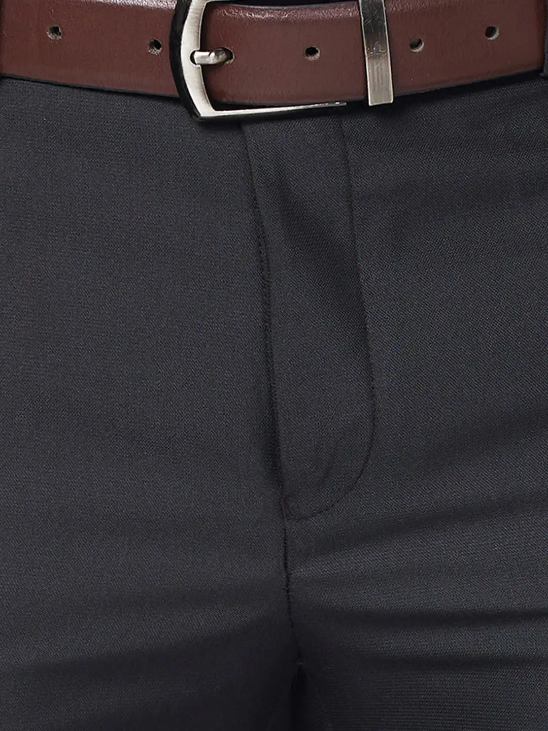 Raymond Men Blue Checks Slim Fit Polyester Blend Trouser
