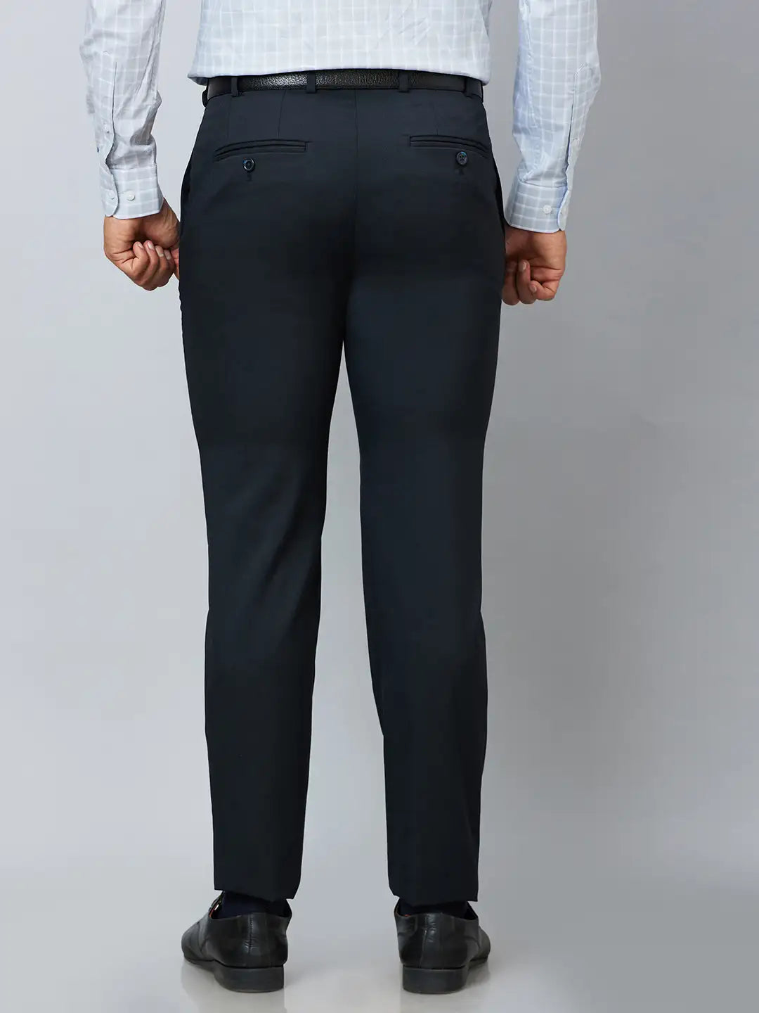 Raymond Men Black Structure Slim Fit Polyester Blend Trousers