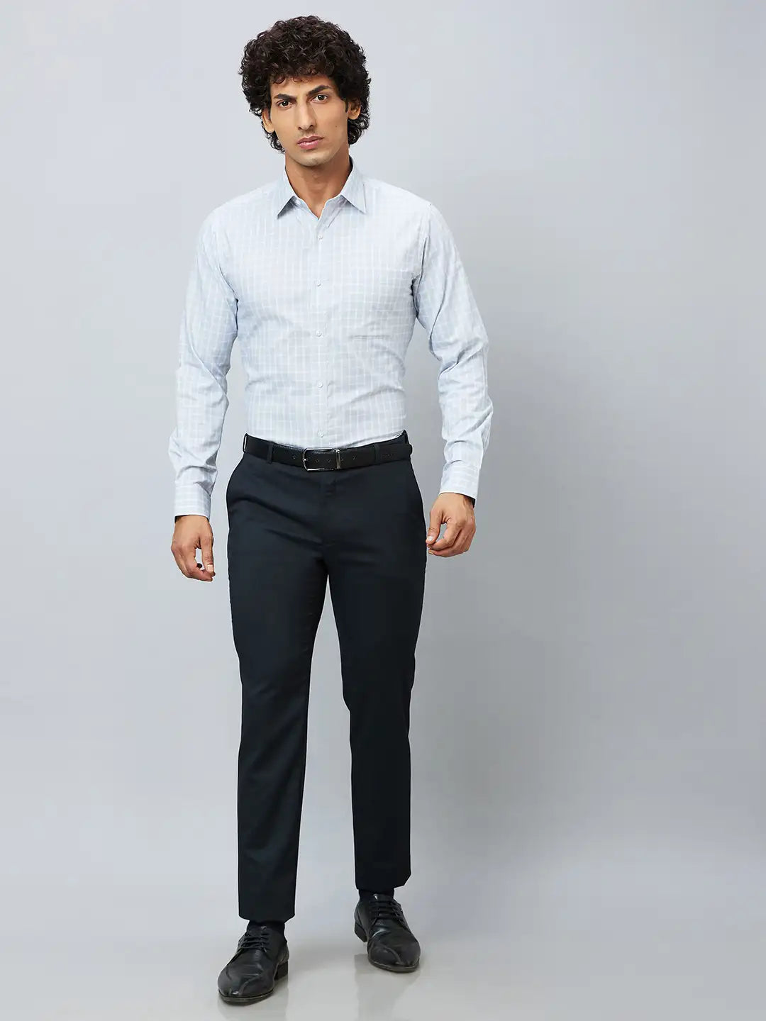 Raymond Men Black Structure Slim Fit Polyester Blend Trousers