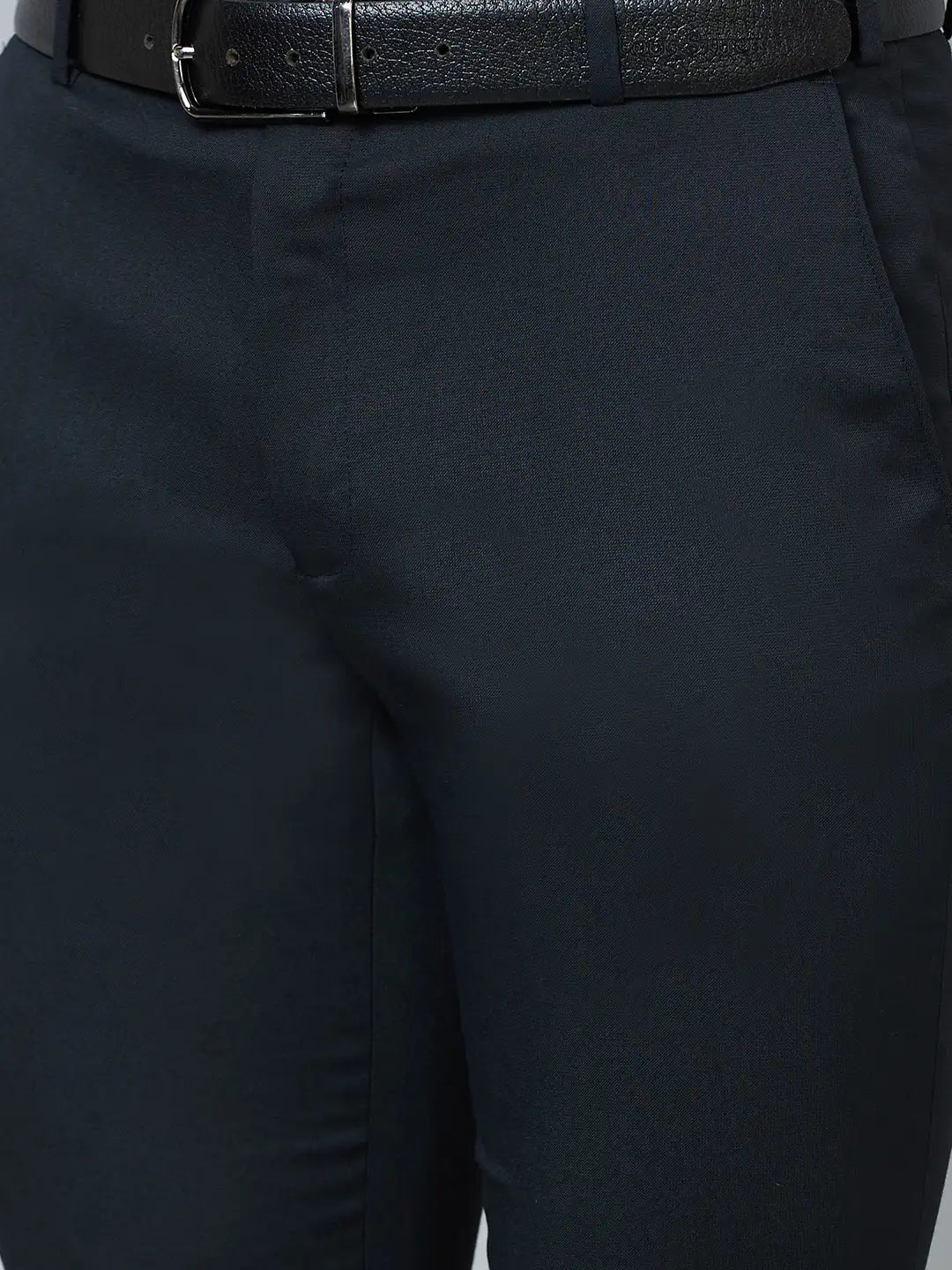 Raymond Men Black Structure Slim Fit Polyester Blend Trousers