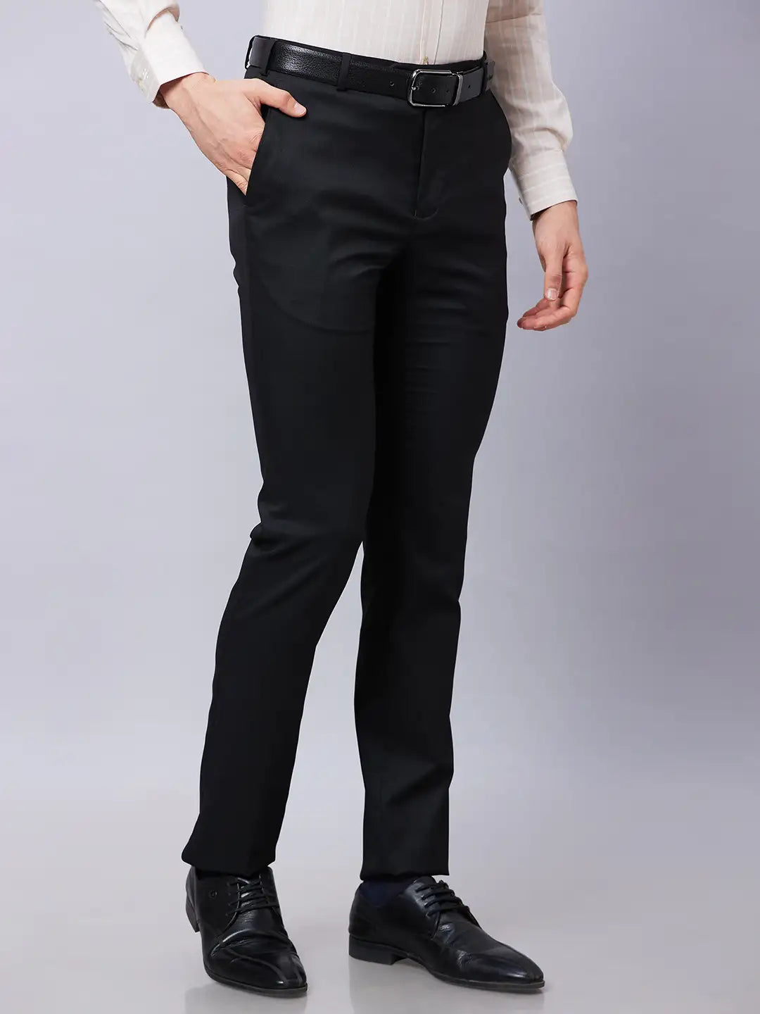 Raymond Men Brown Structure Slim Fit Polyester Blend Trousers