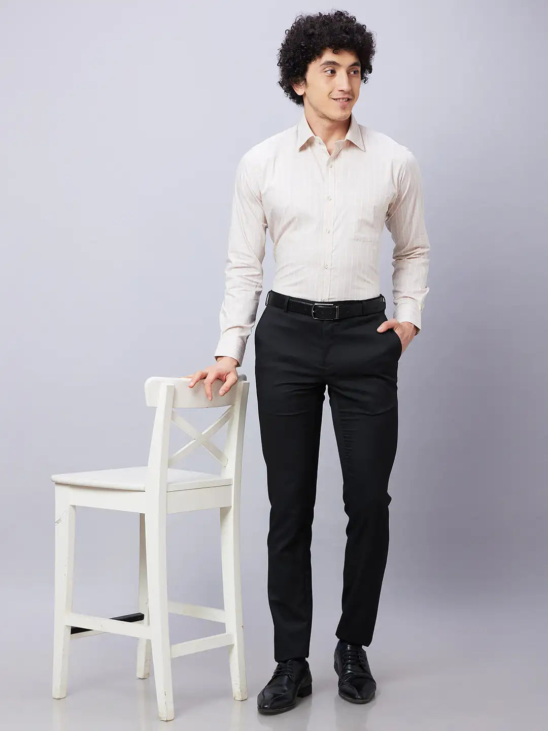 Raymond Men Brown Structure Slim Fit Polyester Blend Trousers