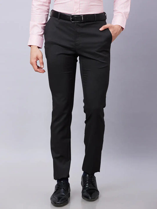 Raymond Men Grey Structure Slim Fit Polyester Blend Trousers