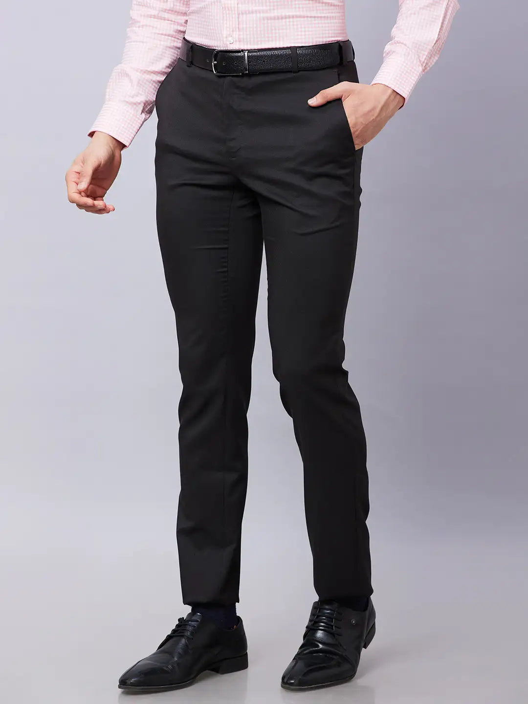 Raymond Men Grey Structure Slim Fit Polyester Blend Trousers