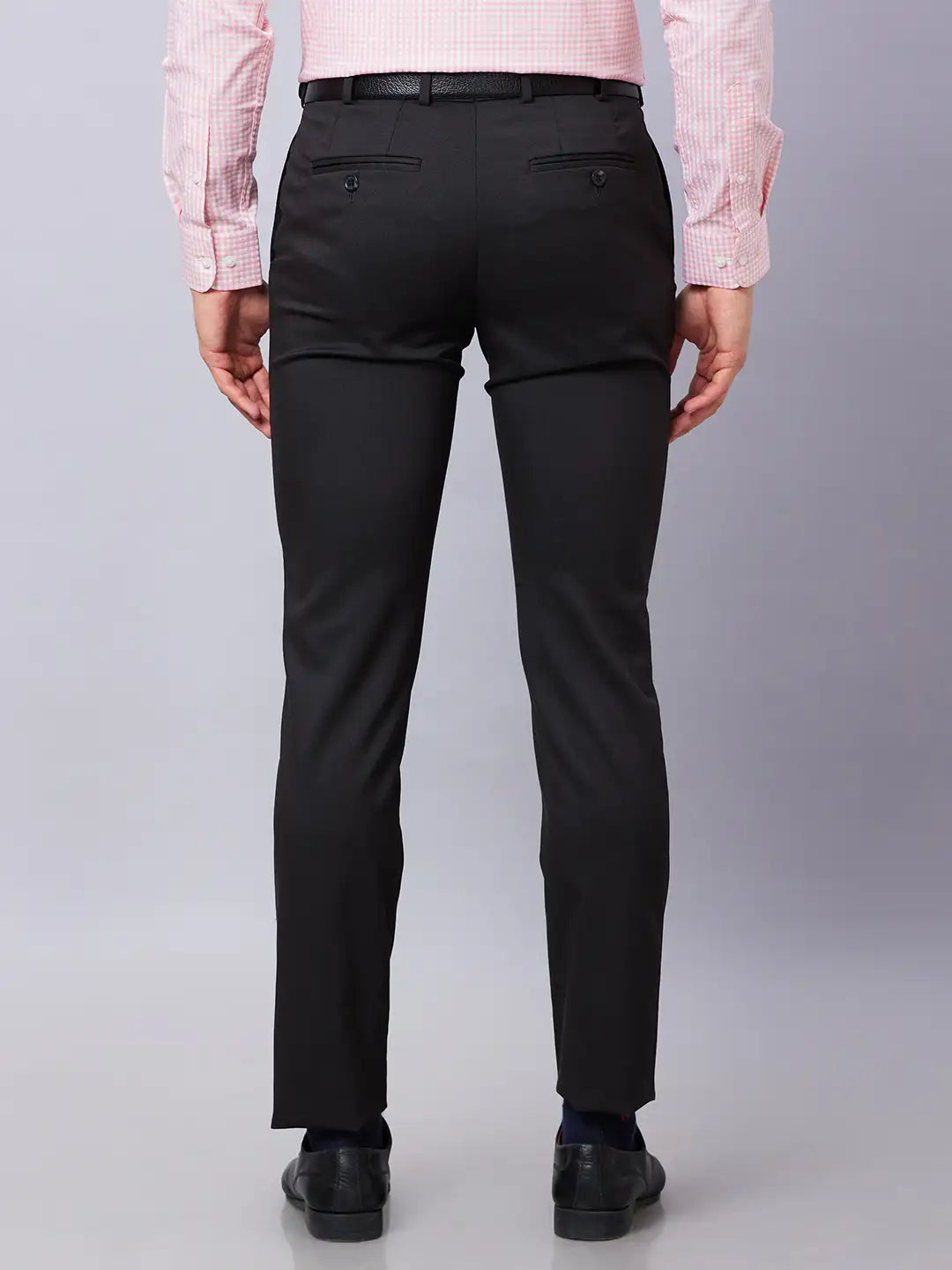 Raymond Men Grey Structure Slim Fit Polyester Blend Trousers