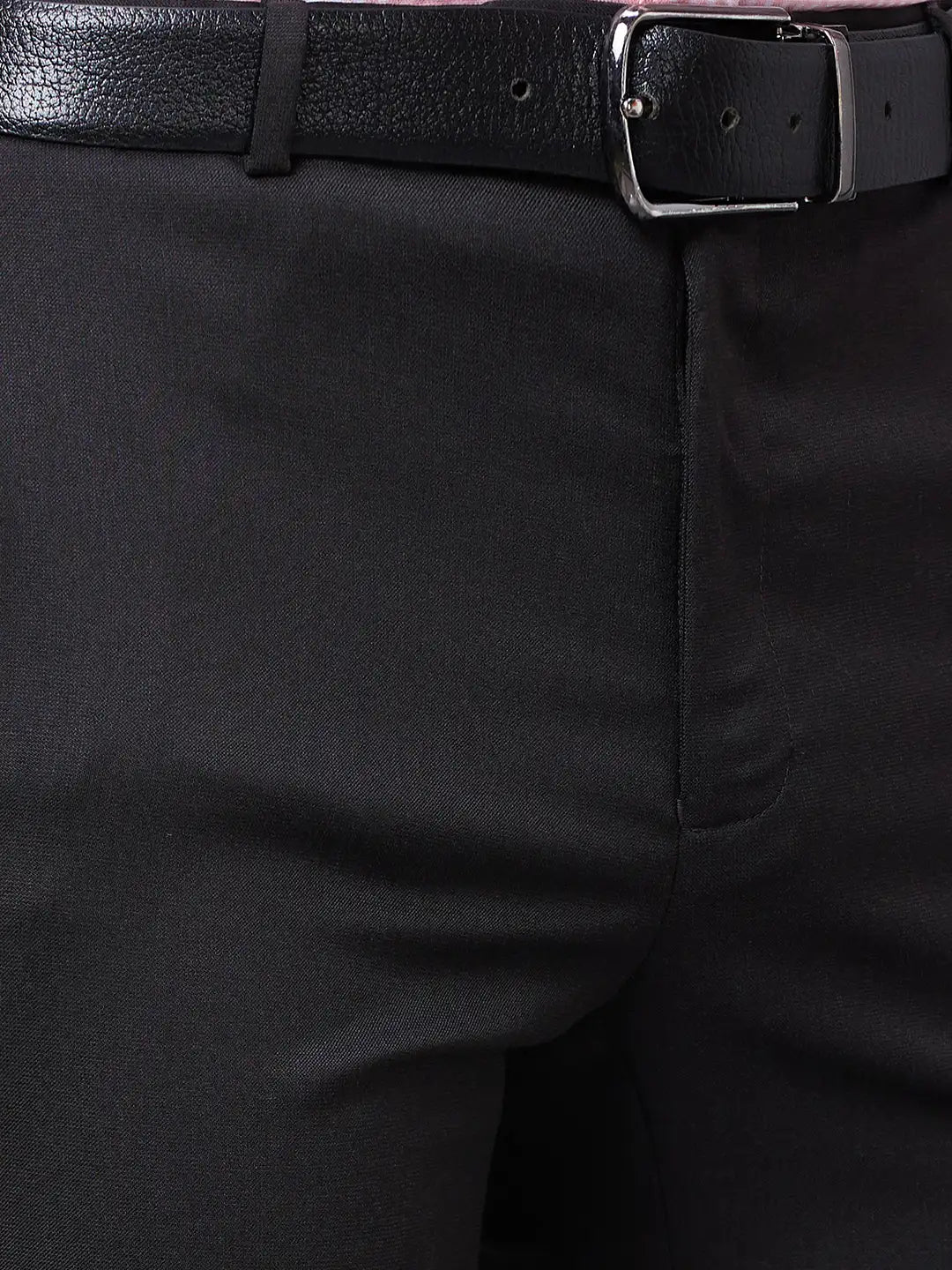 Raymond Men Grey Structure Slim Fit Polyester Blend Trousers