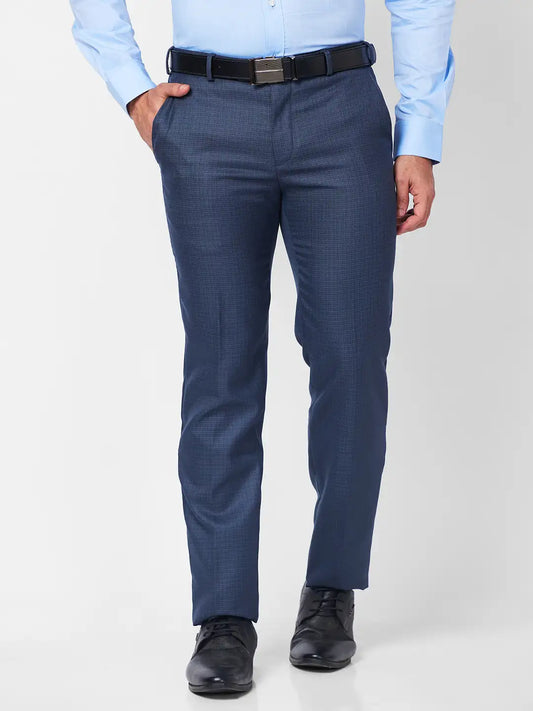 Raymond Men Grey Checks Slim Fit Polyester Blend Trouser