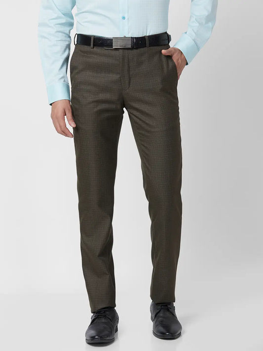 Raymond Men Blue Checks Slim Fit Polyester Blend Trouser