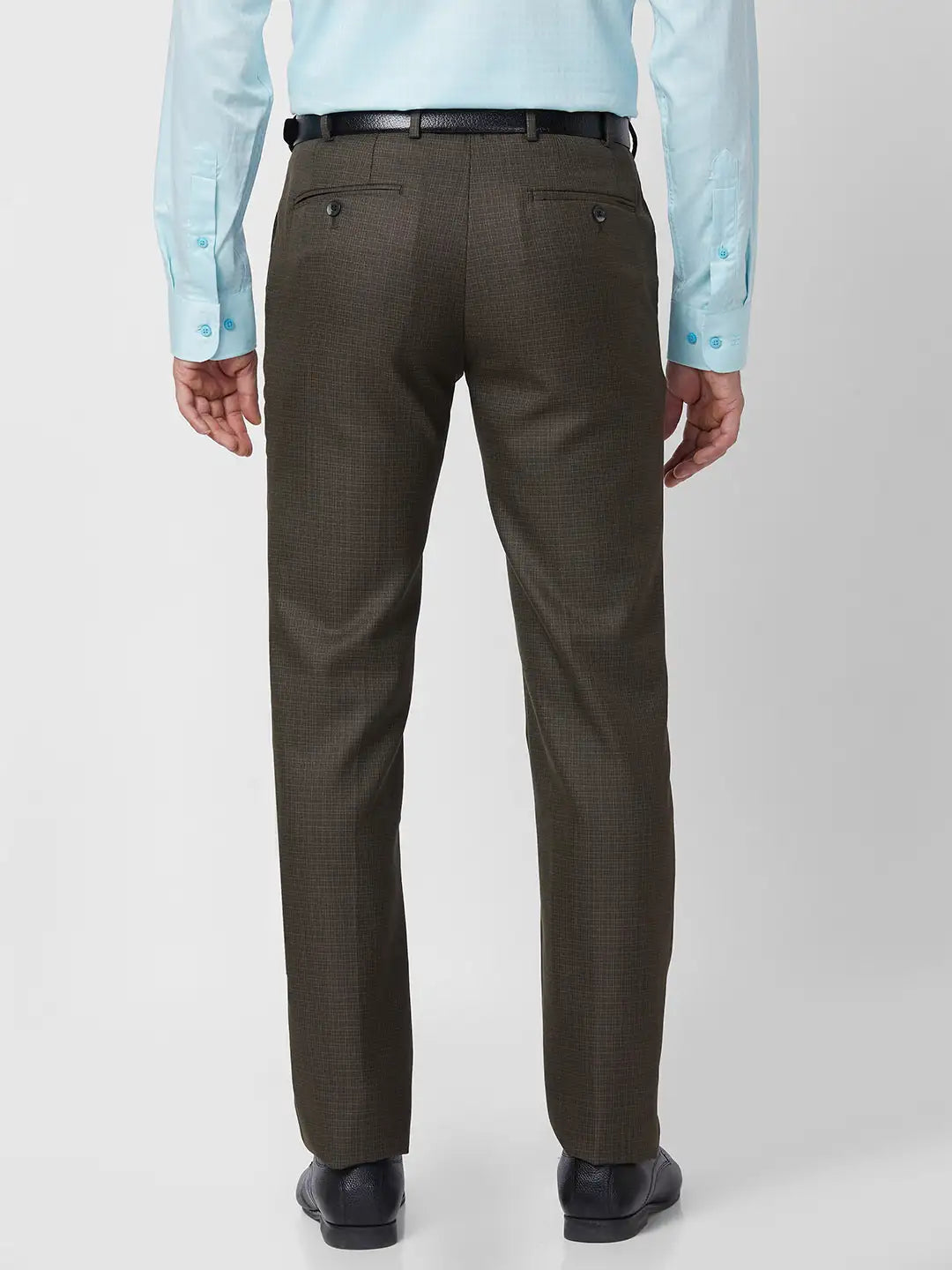 Raymond Men Blue Checks Slim Fit Polyester Blend Trouser