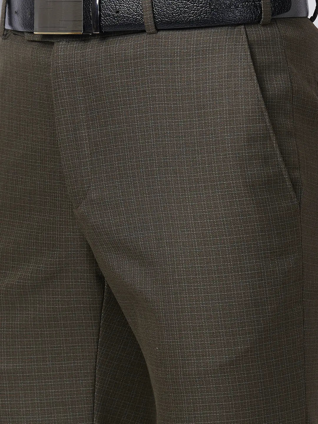 Raymond Men Blue Checks Slim Fit Polyester Blend Trouser