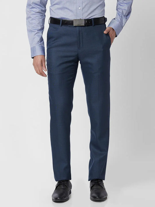Raymond Men Grey Checks Slim Fit Polyester Blend Trouser
