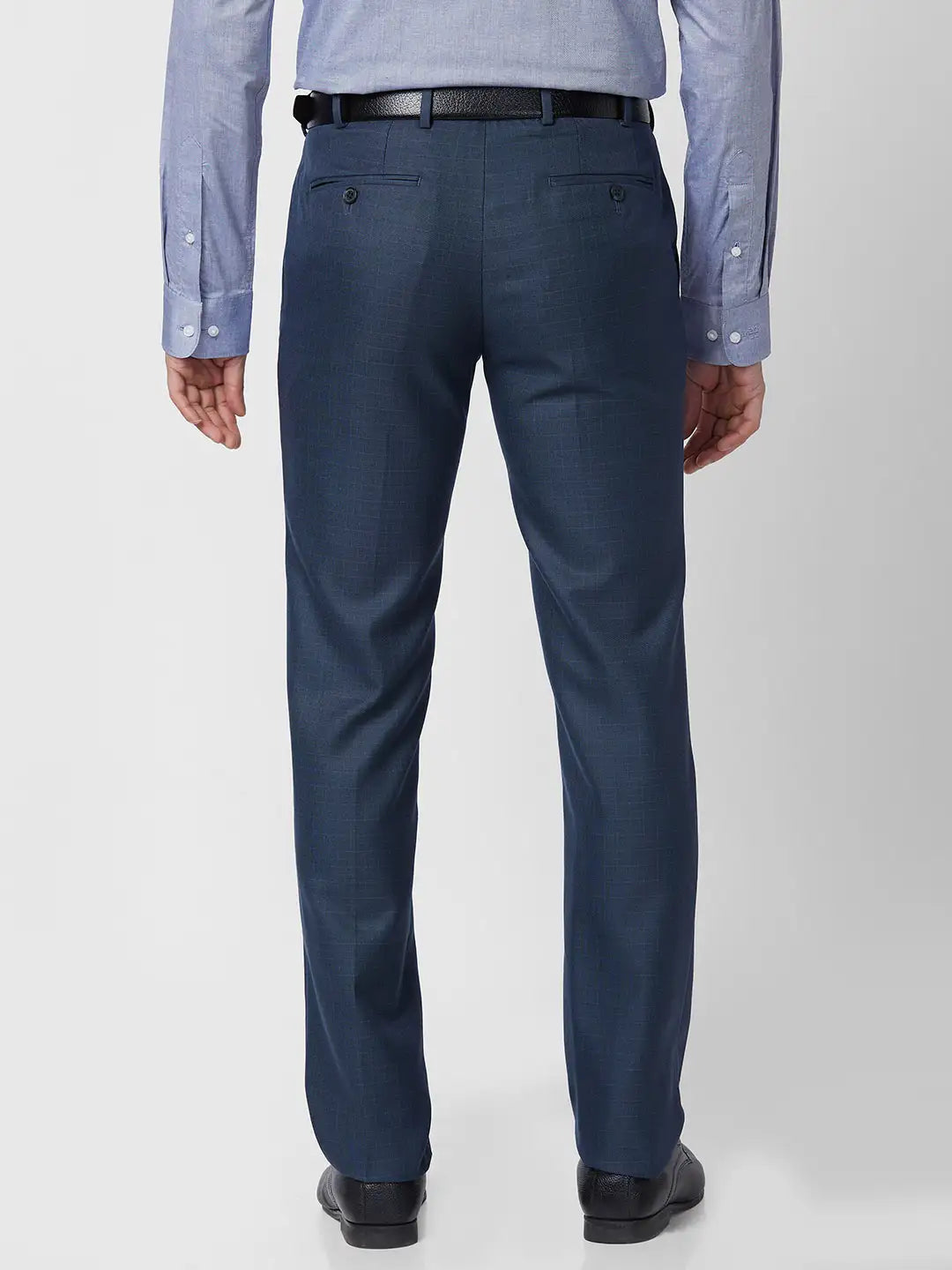 Raymond Men Grey Checks Slim Fit Polyester Blend Trouser