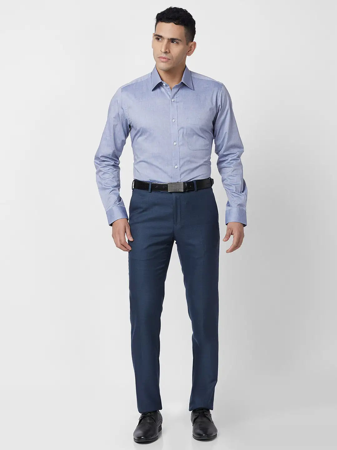Raymond Men Grey Checks Slim Fit Polyester Blend Trouser