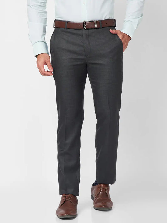 Raymond Men Black Structure Slim Fit Polyester Blend Trouser