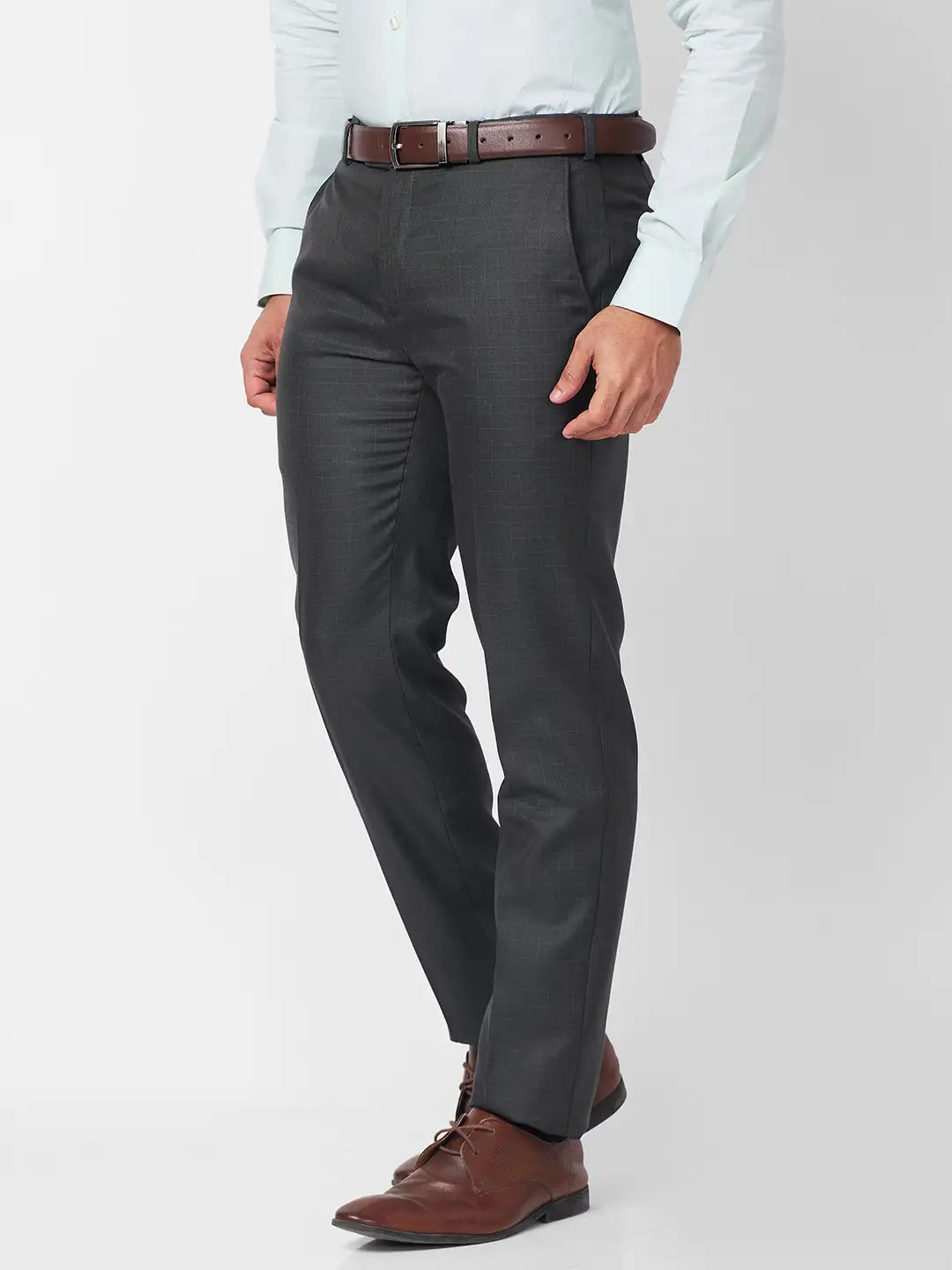 Raymond Men Black Structure Slim Fit Polyester Blend Trouser