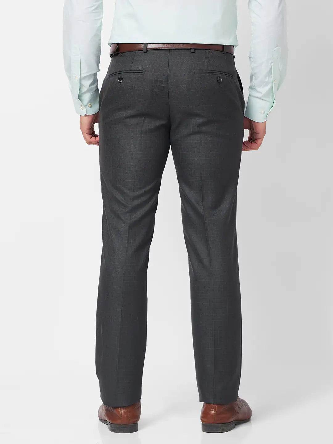 Raymond Men Black Structure Slim Fit Polyester Blend Trouser