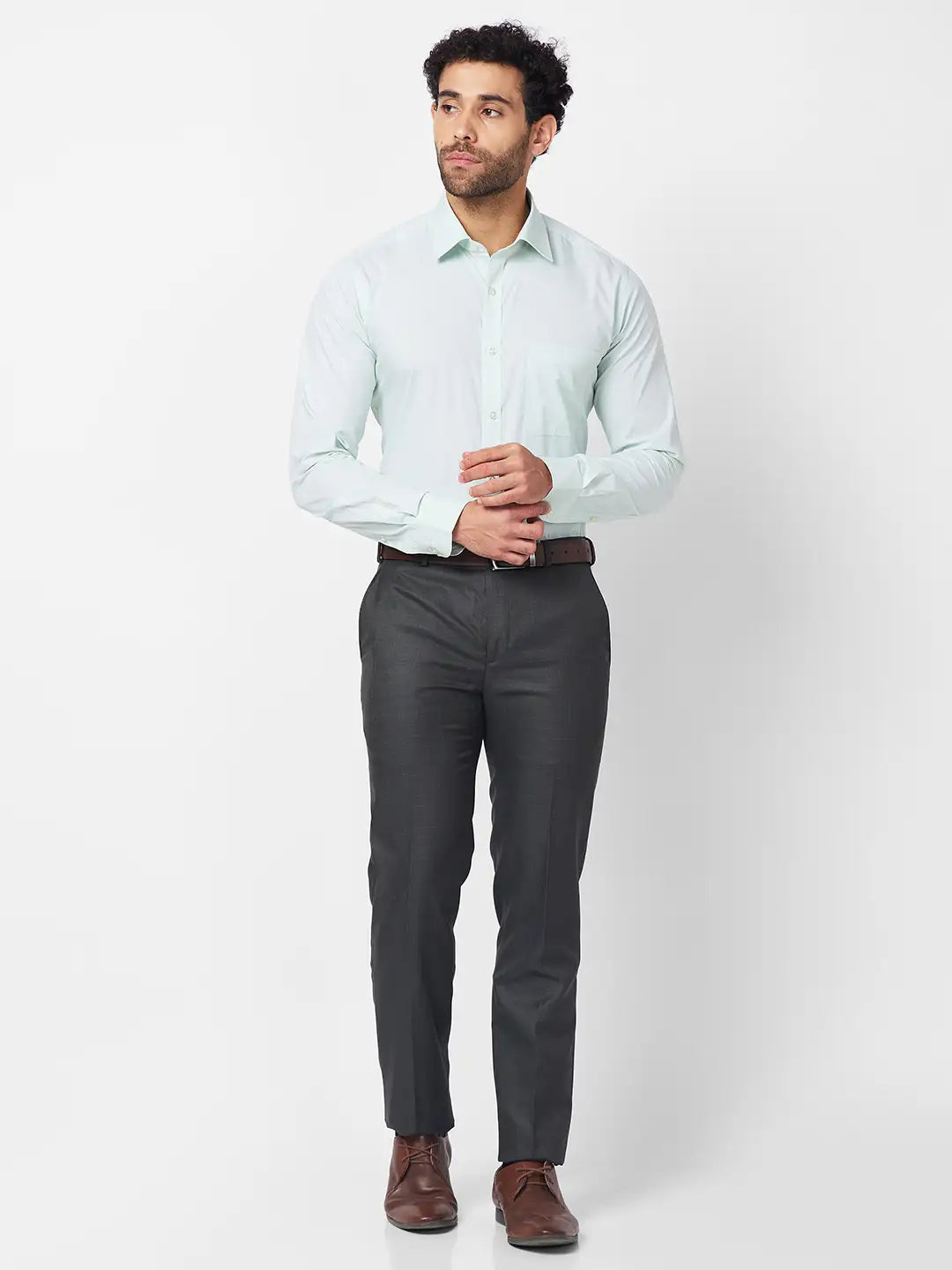 Raymond Men Black Structure Slim Fit Polyester Blend Trouser