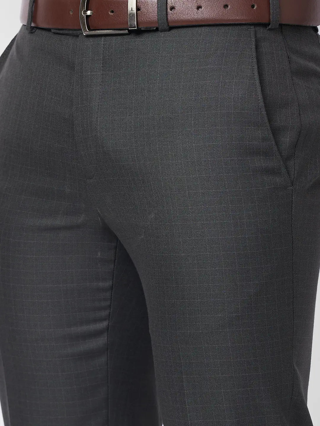Raymond Men Black Structure Slim Fit Polyester Blend Trouser