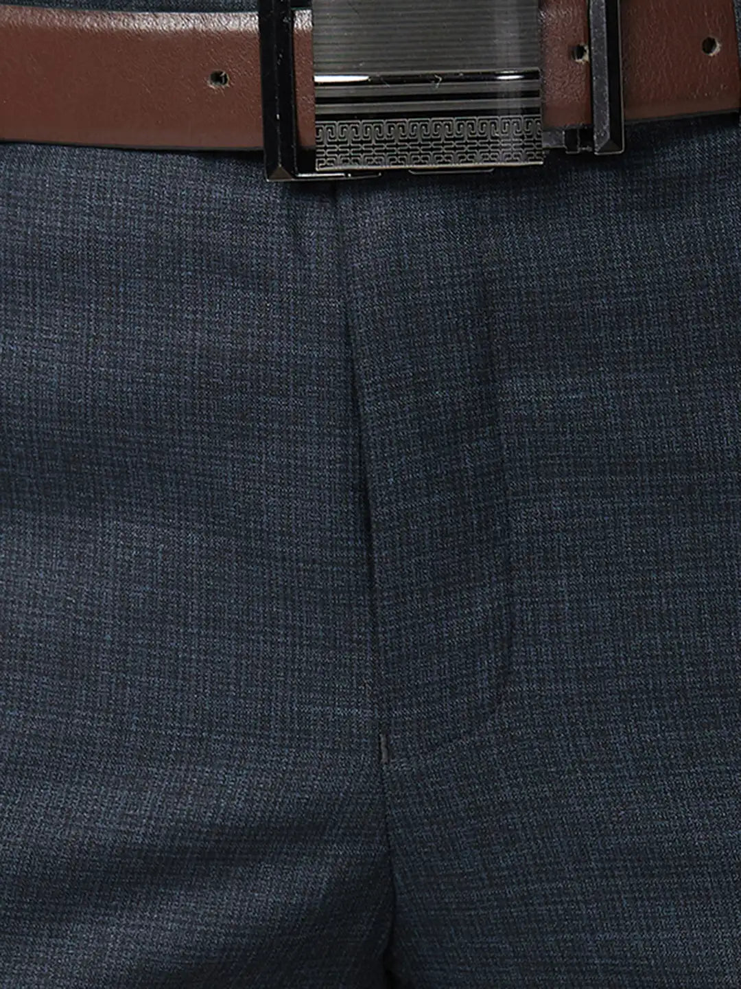 Raymond Men Grey Structure Slim Fit Polyester Blend Trouser