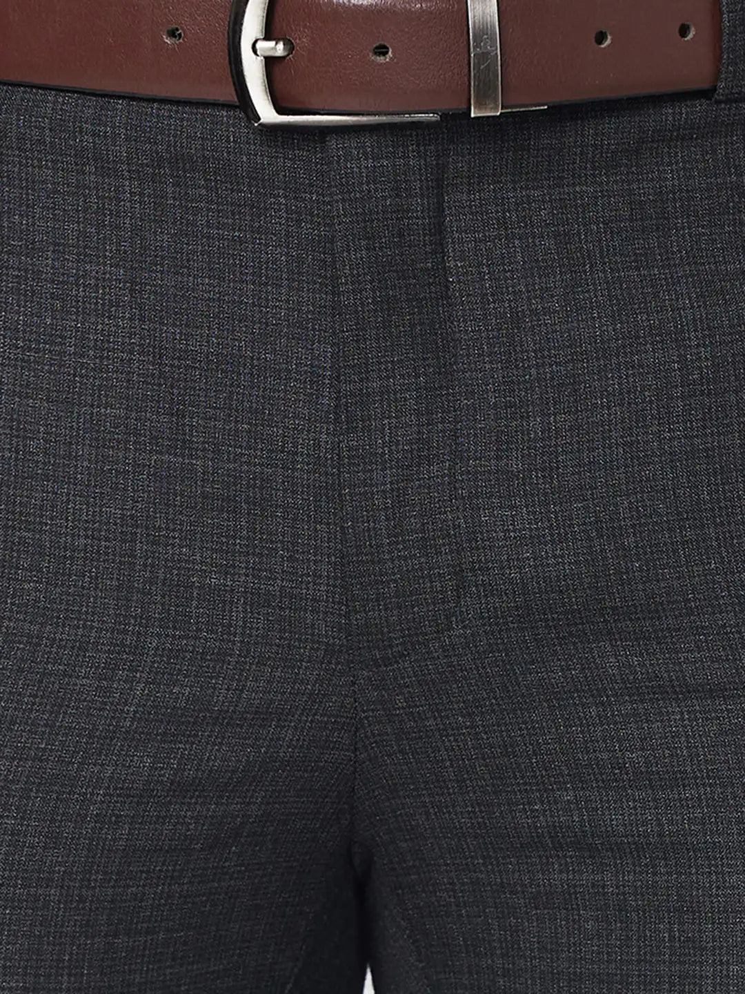 Raymond Men Grey Checks Slim Fit Polyester Blend Trouser