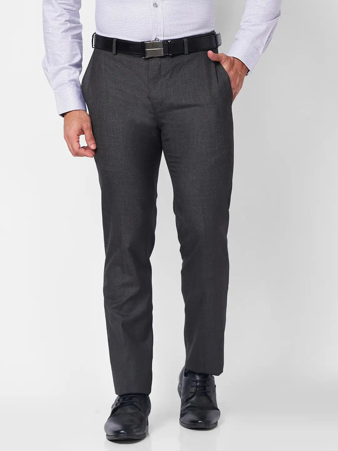 Raymond Men Blue Structure Slim Fit Polyester Blend Trouser
