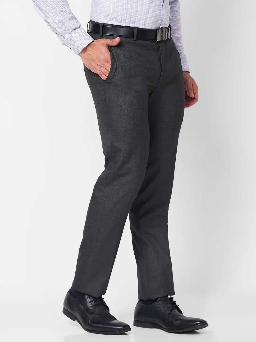 Raymond Men Blue Structure Slim Fit Polyester Blend Trouser