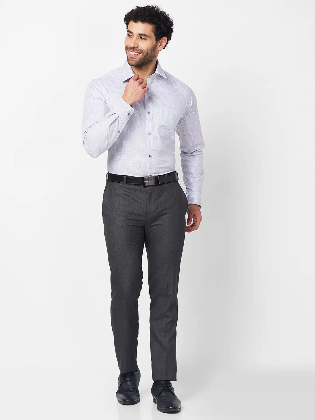 Raymond Men Blue Structure Slim Fit Polyester Blend Trouser