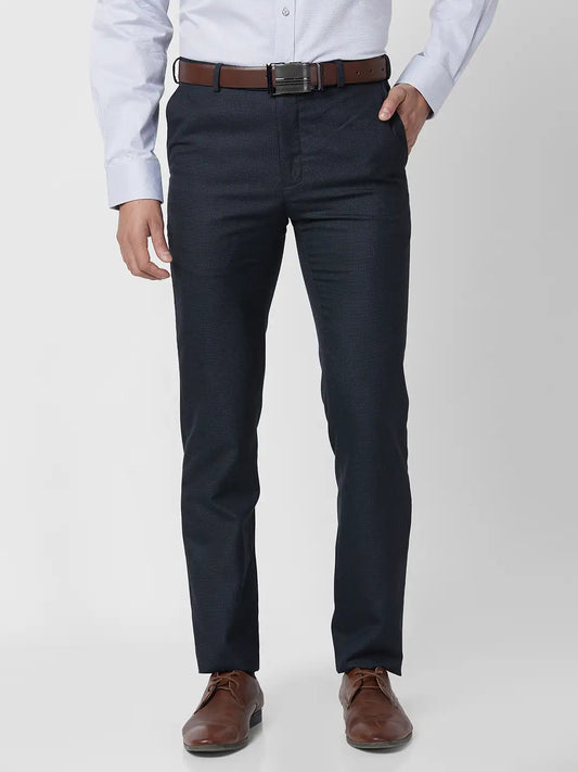 Raymond Men Grey Structure Slim Fit Polyester Blend Trouser