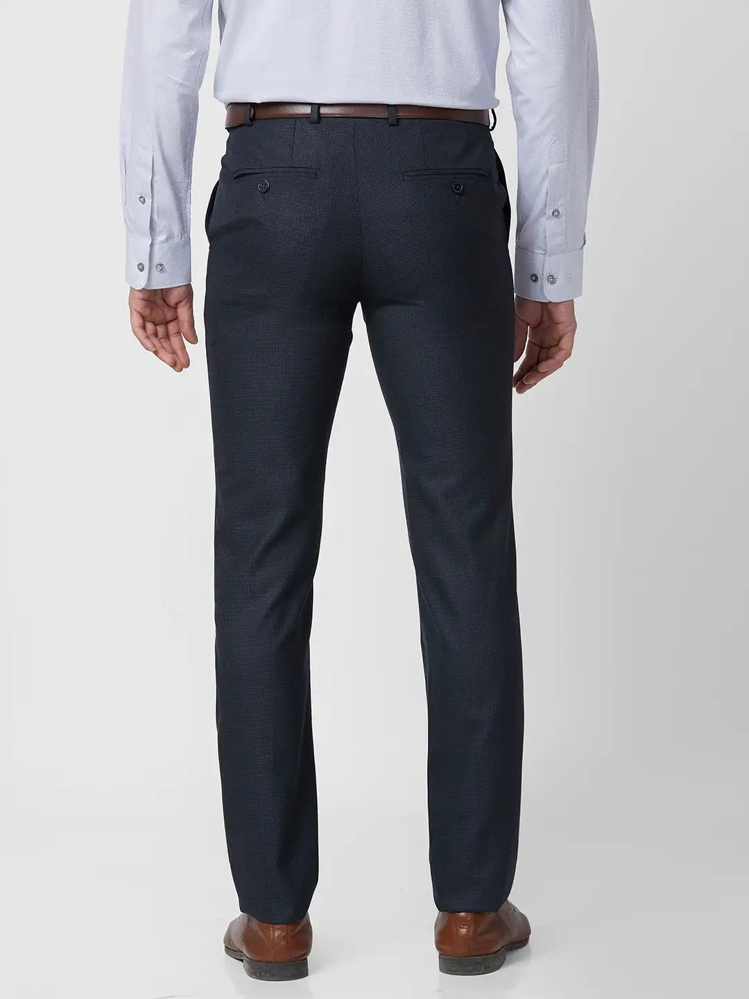 Raymond Men Grey Structure Slim Fit Polyester Blend Trouser