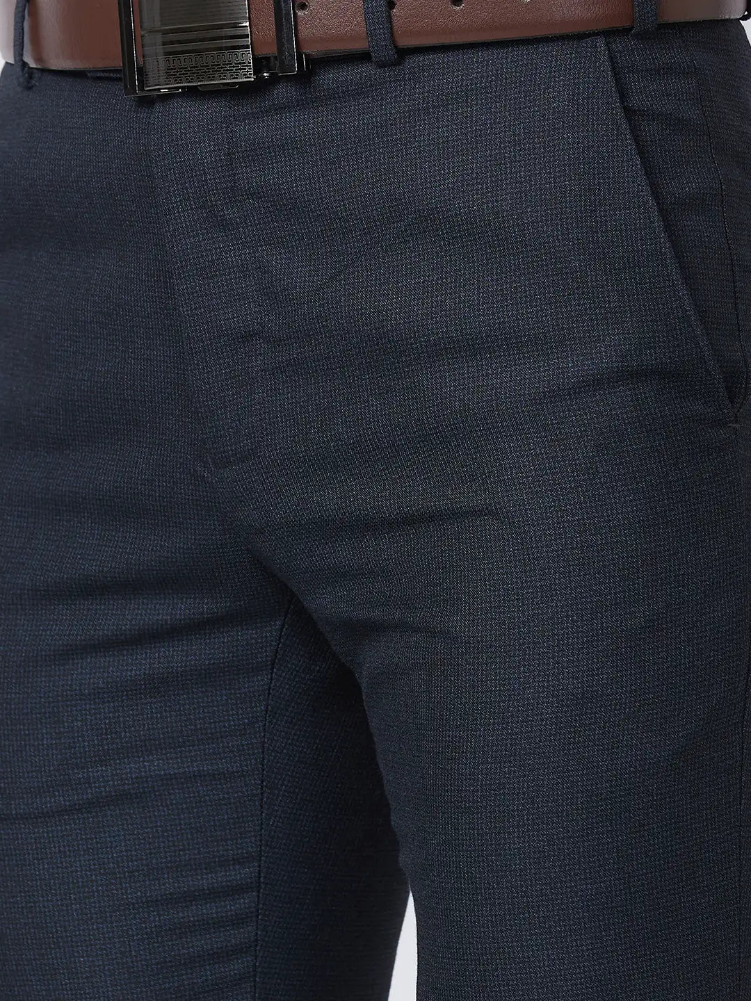 Raymond Men Grey Structure Slim Fit Polyester Blend Trouser